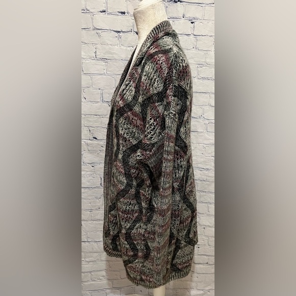 Soft Surroundings Women Longline Cardigan Sweater Open Front Size L/XL Zig Zag - Picture 2 of 6